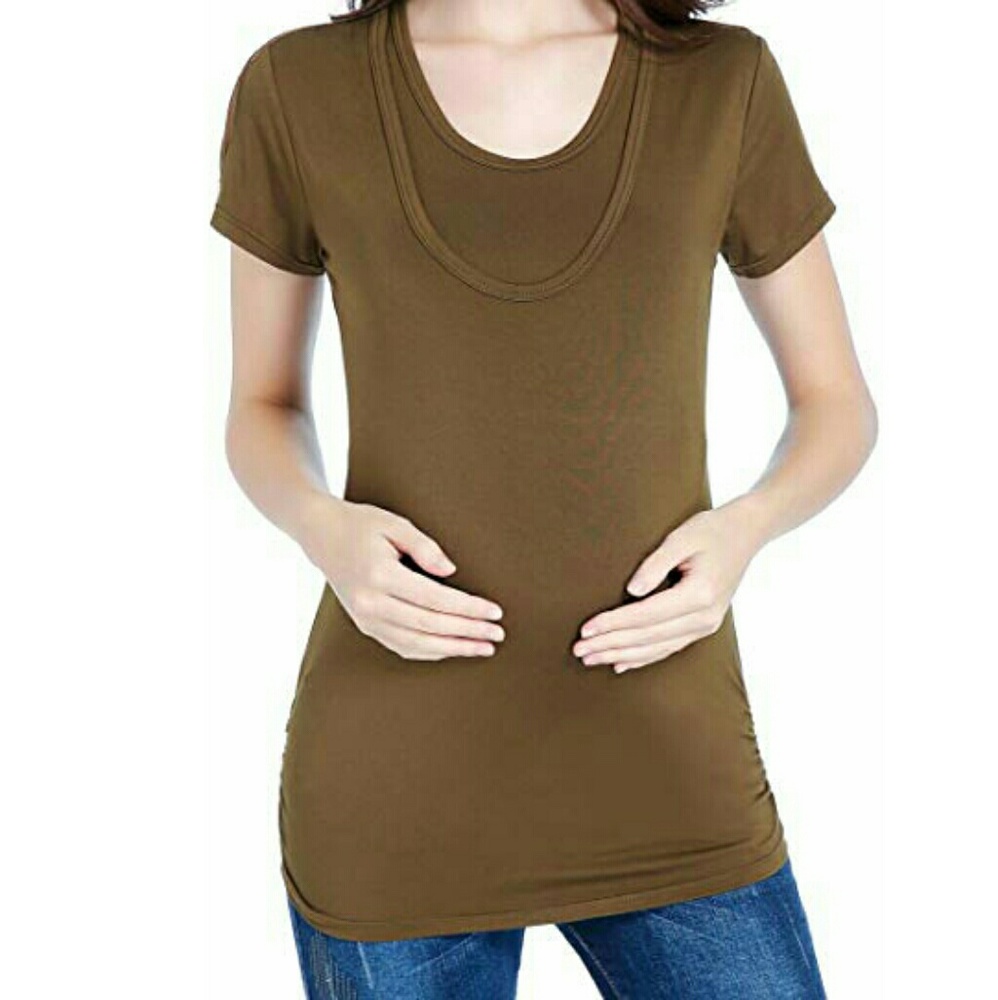 Nursing/Maternity Doubled Layer Scoop Neck Ruched